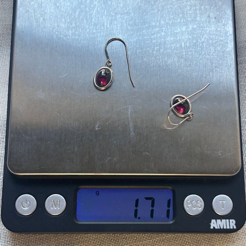 Tiny Garnet Sterling Drop Earrings - image 7
